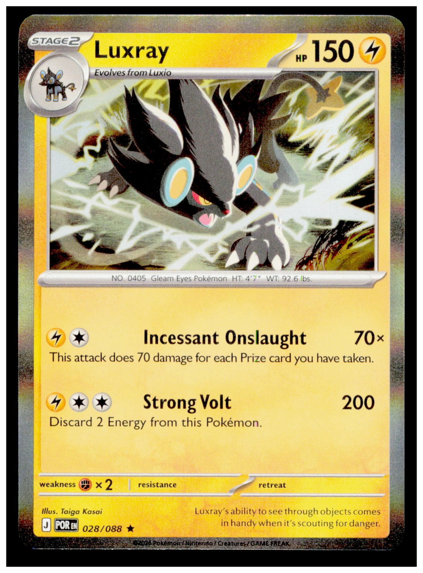 Pokemon Perfect Order Luxray Card Rare,Holo #028/088
