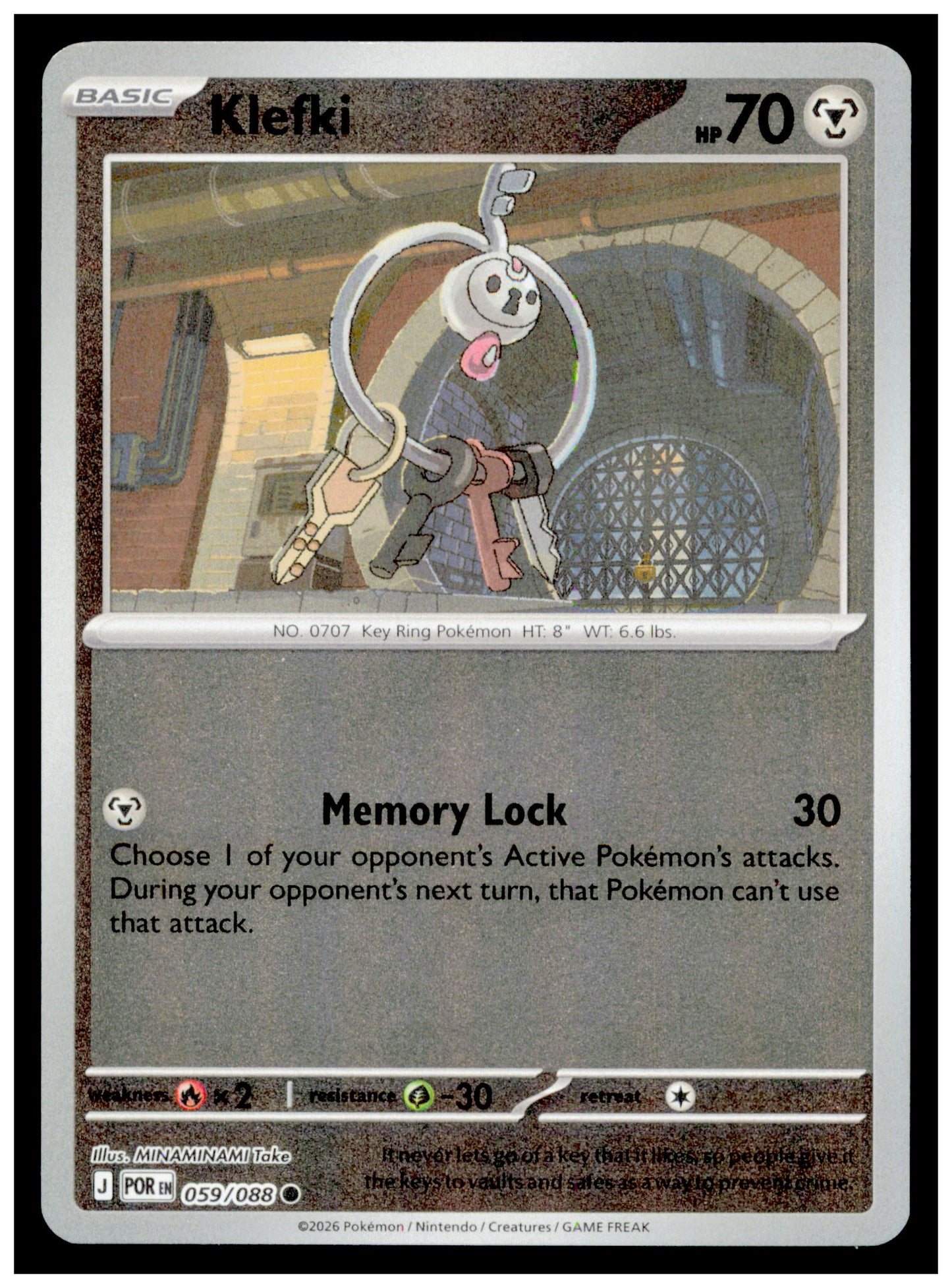 Pokemon  Perfect Order Klefki Card Common,Reverse Holo #059/088