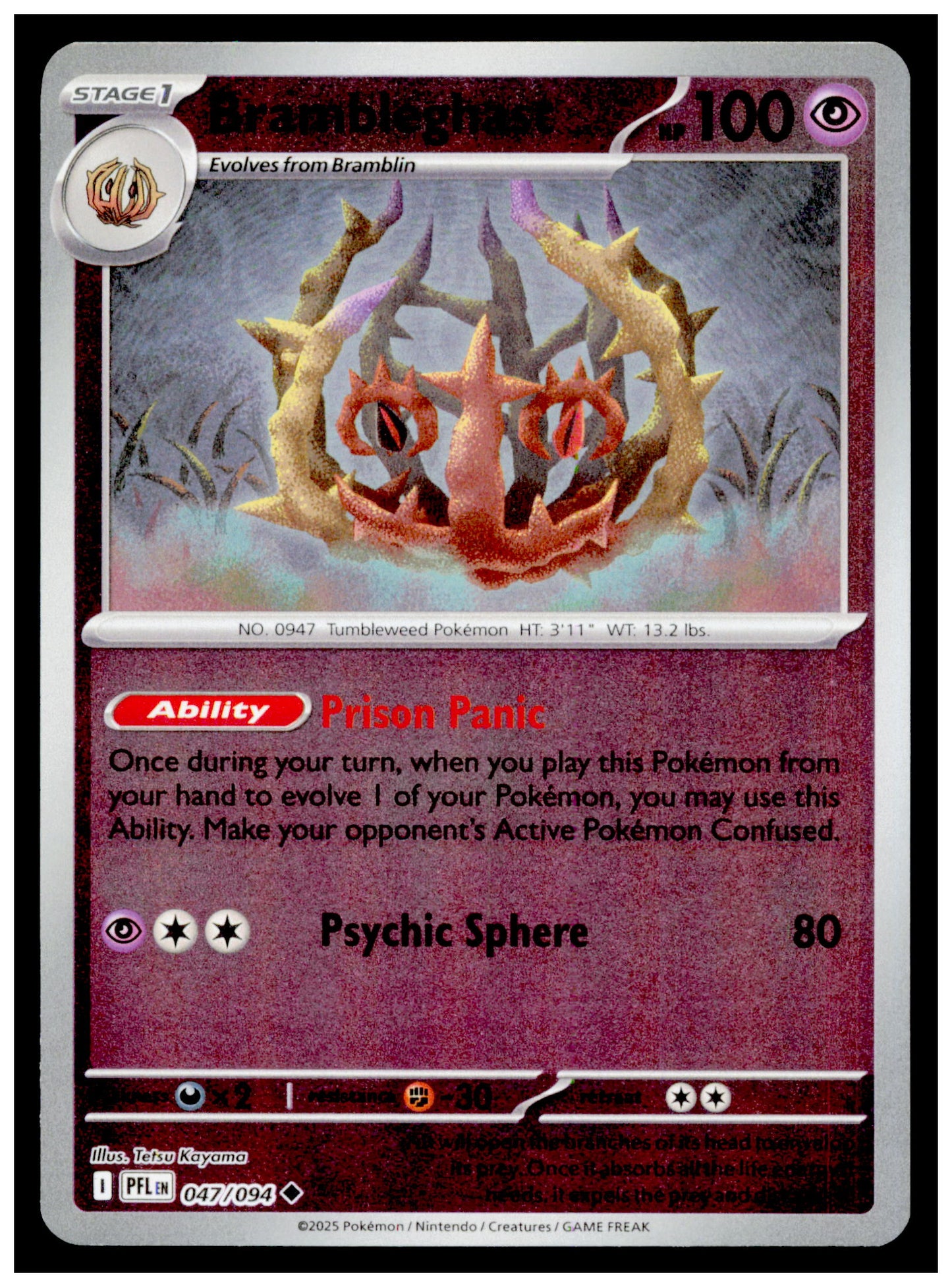 Pokemon Phantasmal Flames Brambleghast Card Uncommon,Reverse Holo #047/094