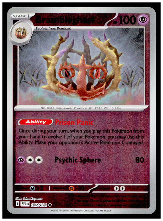 Pokemon Phantasmal Flames Brambleghast Card Uncommon,Reverse Holo #047/094