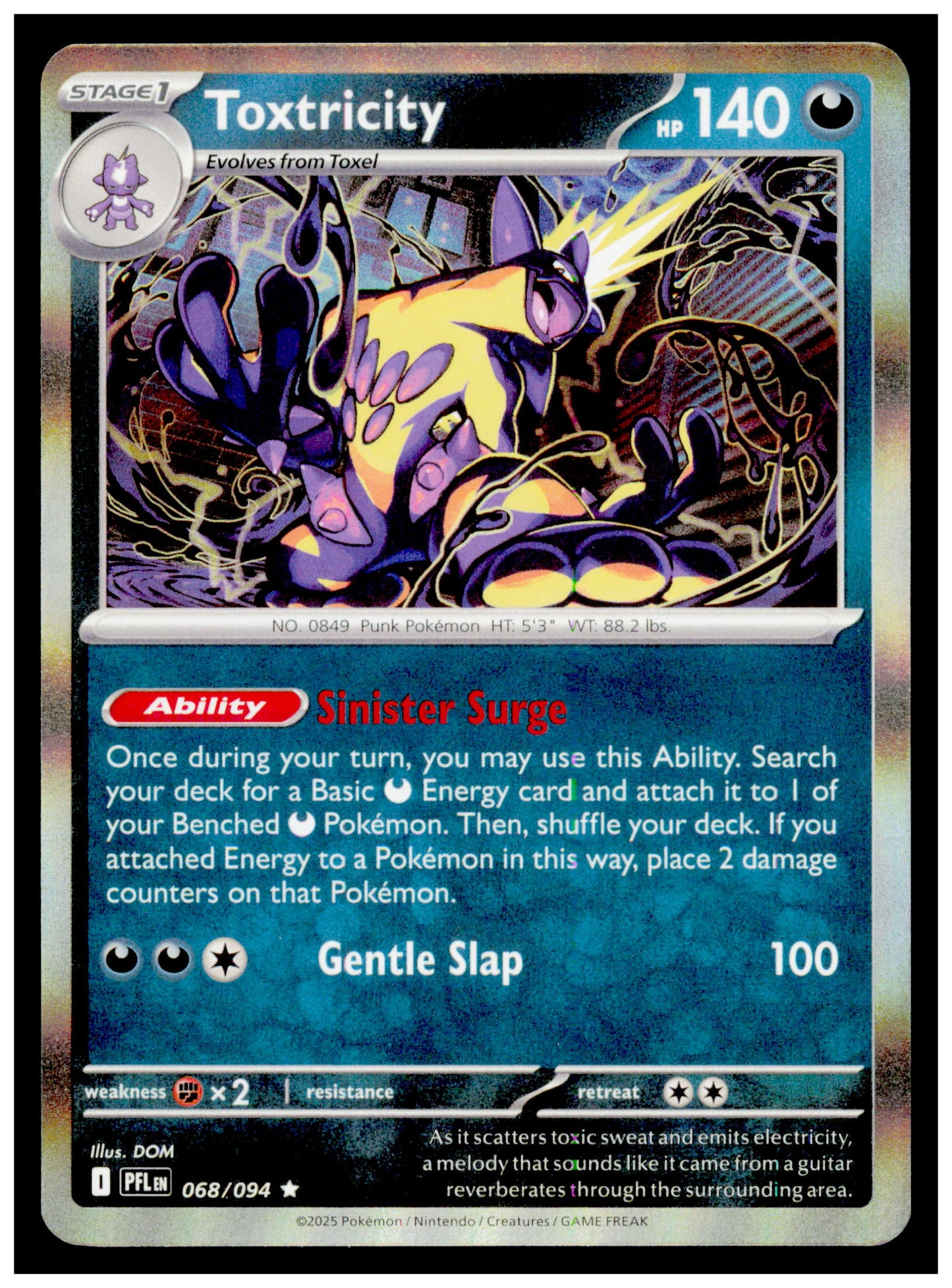 Pokemon Phantasmal Flames Toxtricity Card Rare,Reverse Holo #068/094