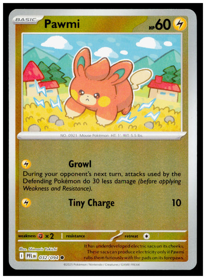 Pokemon Phantasmal Flames Pawmi Card Common,Reverse Holo #032/094