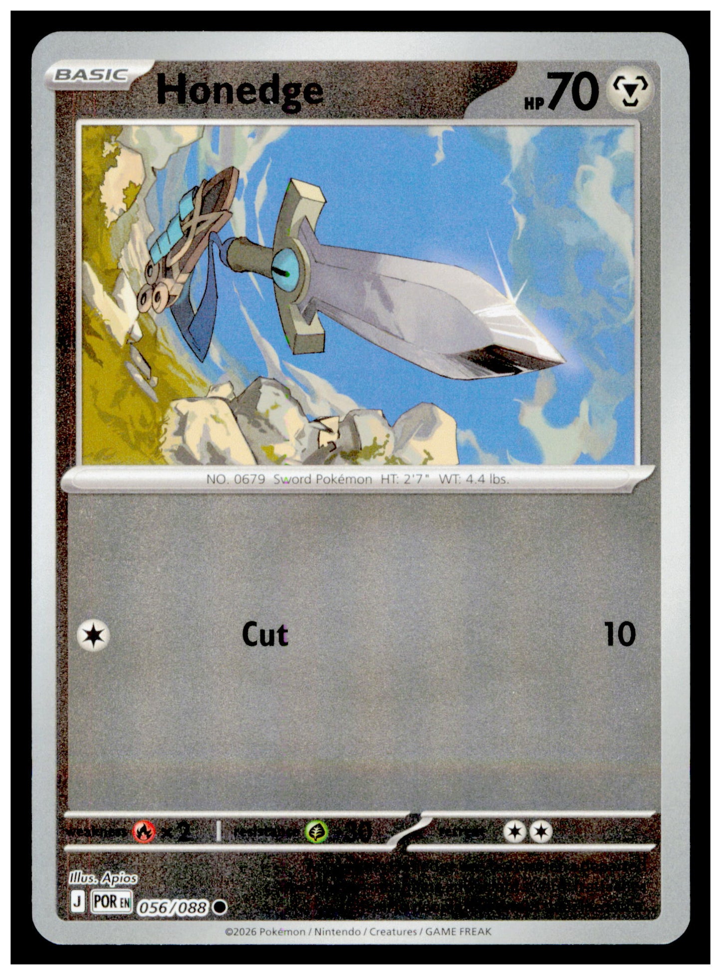 Pokemon Perfect Order Honedge Card Common,Reverse Holo #056/088