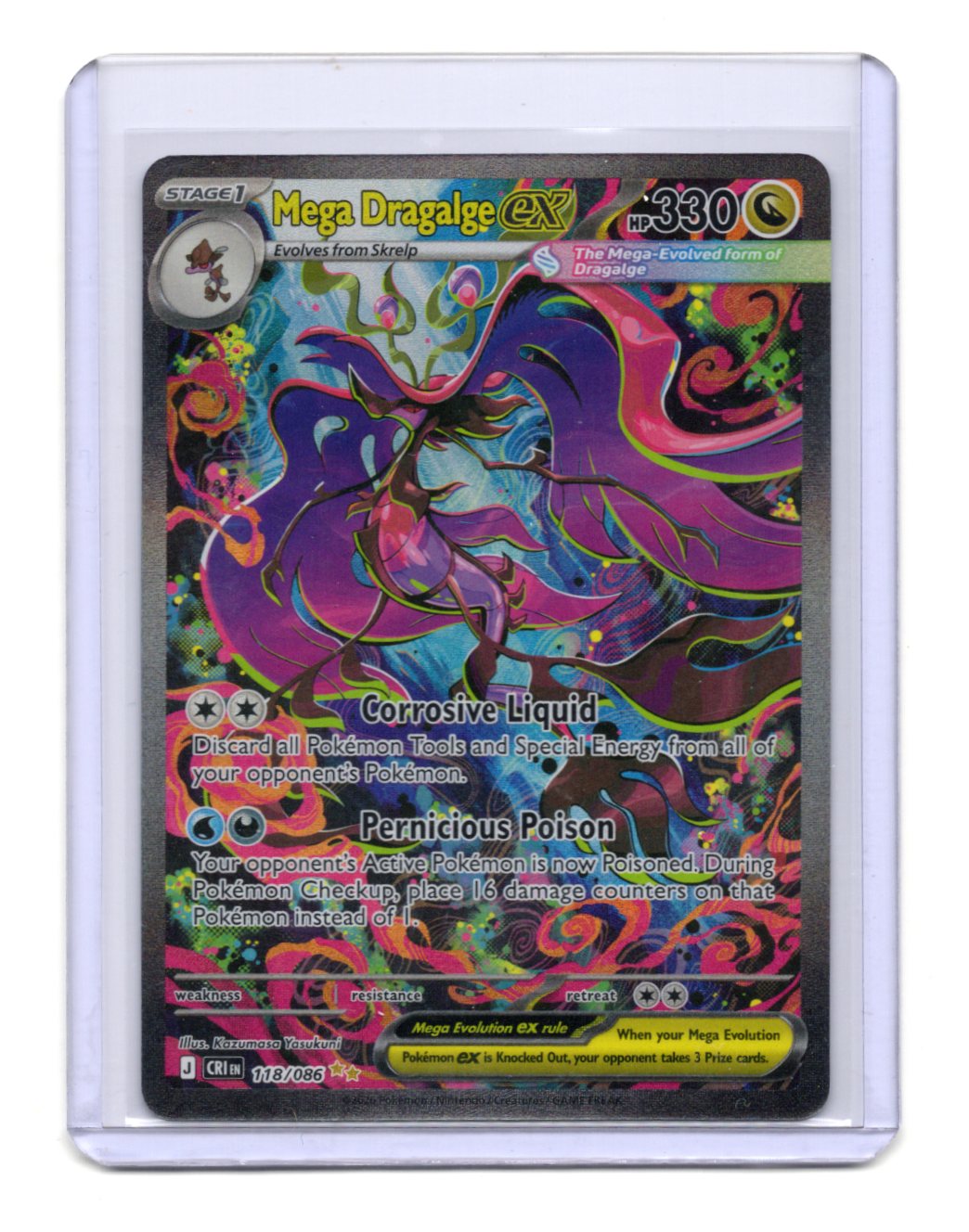 Pokemon Chaos Rising Mega Dragalge ex Card Holo #118/086