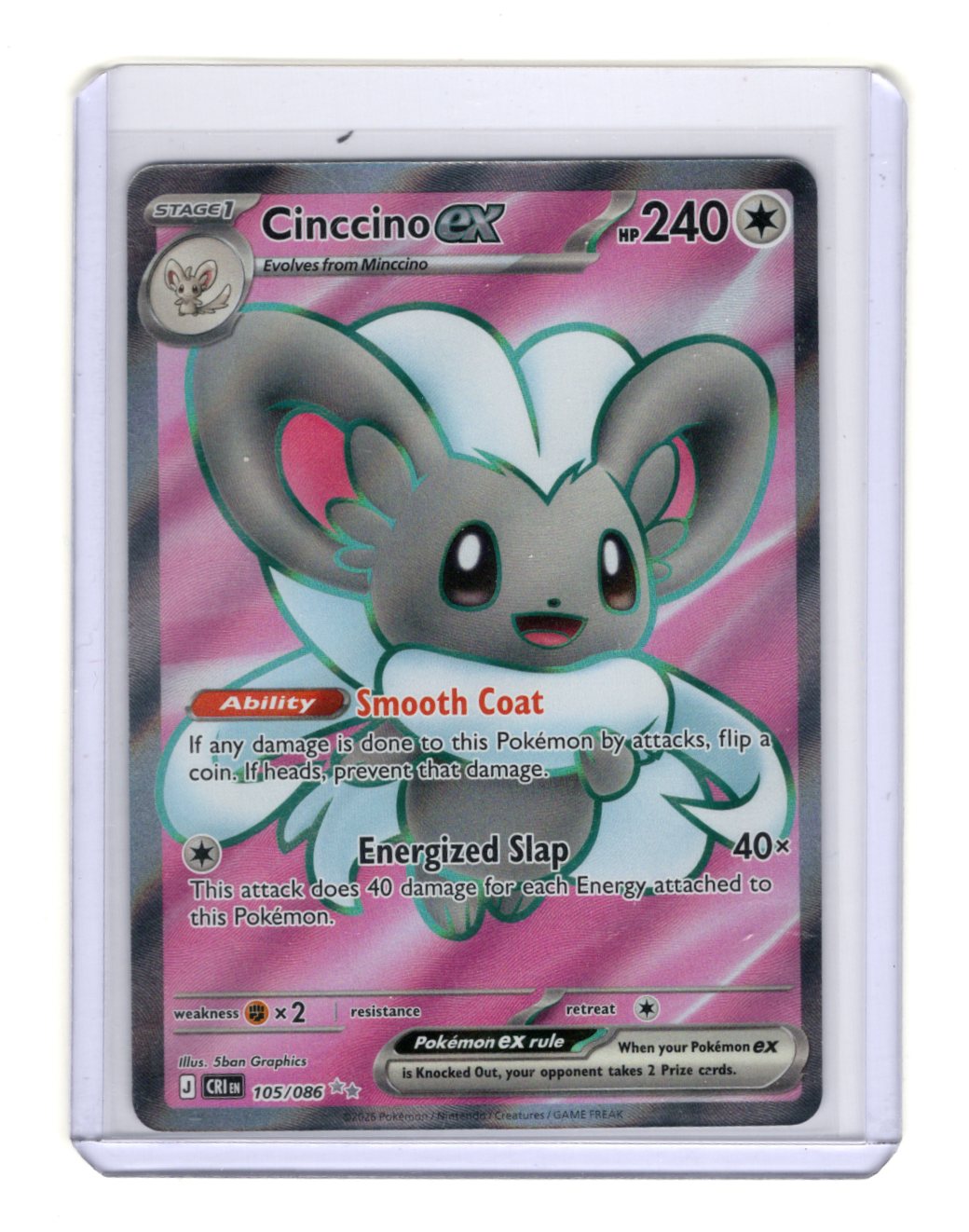 Pokemon Chaos Rising Cinccino ex Card Ultra Rare,Holo #105/086