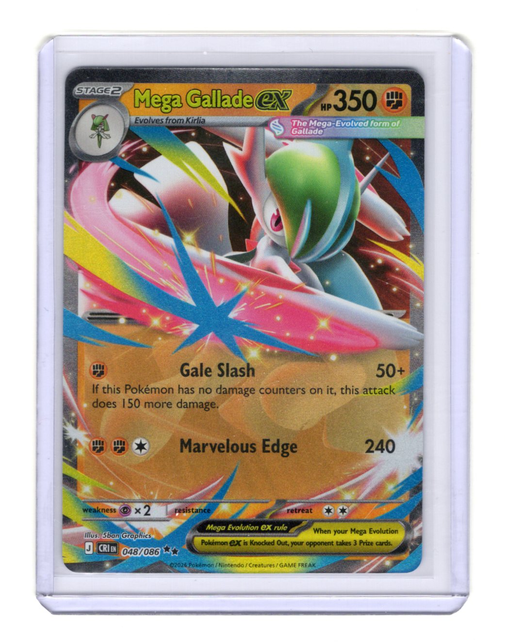 Pokemon Chaos Rising Mega Gallade ex Card Holo #048/086