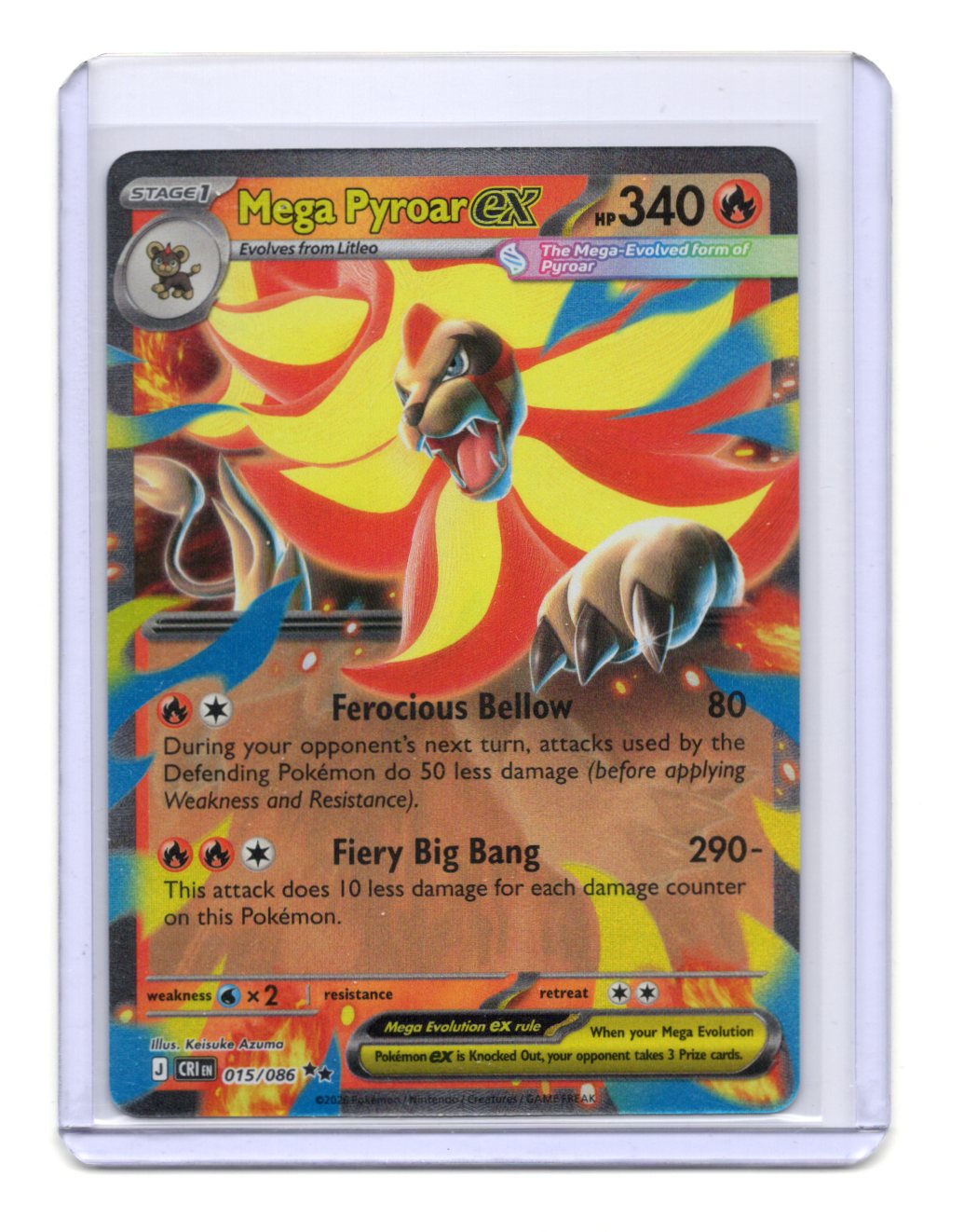 Pokemon Chaos Rising Mega Pyroar ex Card Holo #015/086