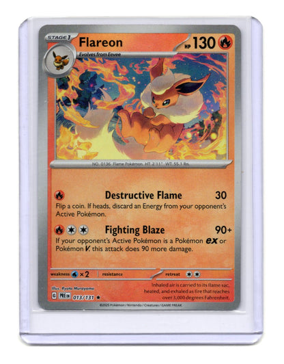 Pokemon Prismatic Evolutions Flareon Card Rare,Holo #013/131