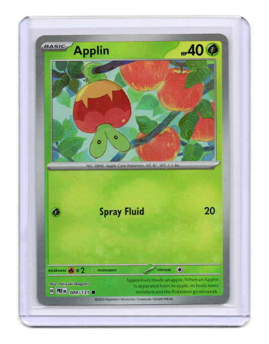 Pokemon Prismatic Evolutions Applin Card Common,Reverse Holo #009/131