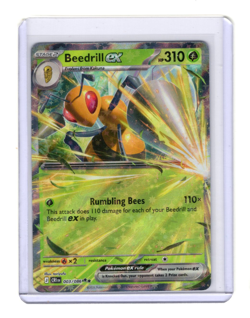 Pokemon Chaos Rising Beedrill ex Card Holo #003/086