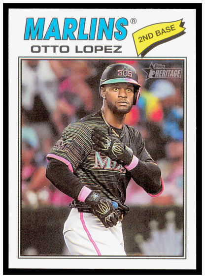 2026 Topps Heritage Otto Lopez Card Miami Marlins #345