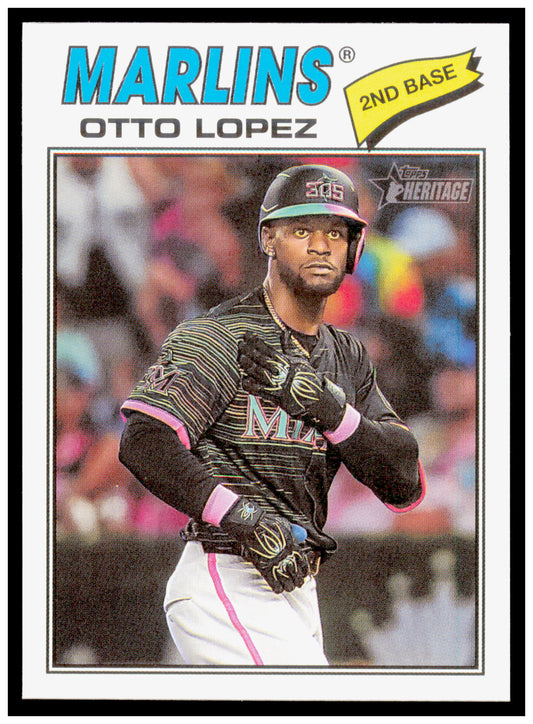 2026 Topps Heritage Otto Lopez Card Miami Marlins #345