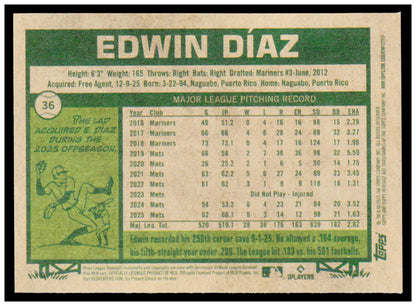 2026 Topps Heritage Edwin Díaz Card Los Angeles Dodgers #36