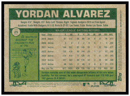 2026 Topps Heritage Yordan Alvarez Card Houston Astros #25