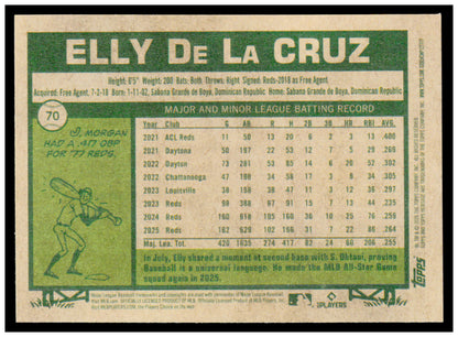 2026 Topps Heritage Elly De La Cruz Card Cincinnati Reds #70