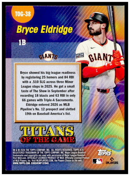 Series 2 Baseball Bryce Eldridge Card Titans of the Game San Francisco Giants