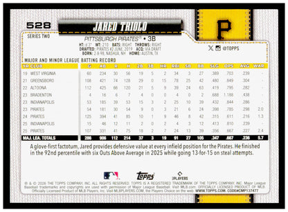 Series 2 Baseball Jared Triolo Card Pittsburgh Pirates #528