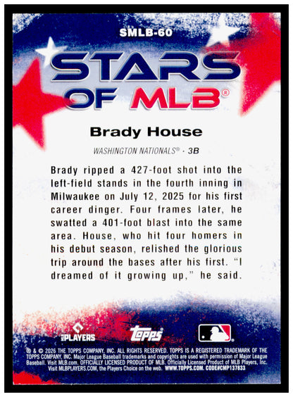 Series 2 Baseball Brady House Card Stars of MLB Washington Nationals #SMLB-60