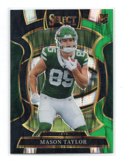 2025 Panini Select Mason Taylor Card Black and Green Prizm Shock RC  Jets #76