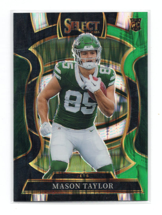 2025 Panini Select Mason Taylor Card Black and Green Prizm Shock RC  Jets #76
