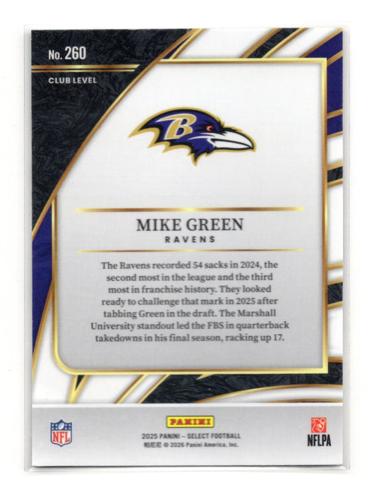 2025 Panini Select Mike Green Card Baltimore Ravens #260