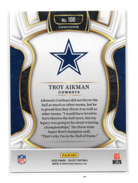 2025 Panini Select Troy Aikman Card Dallas Cowboys #100