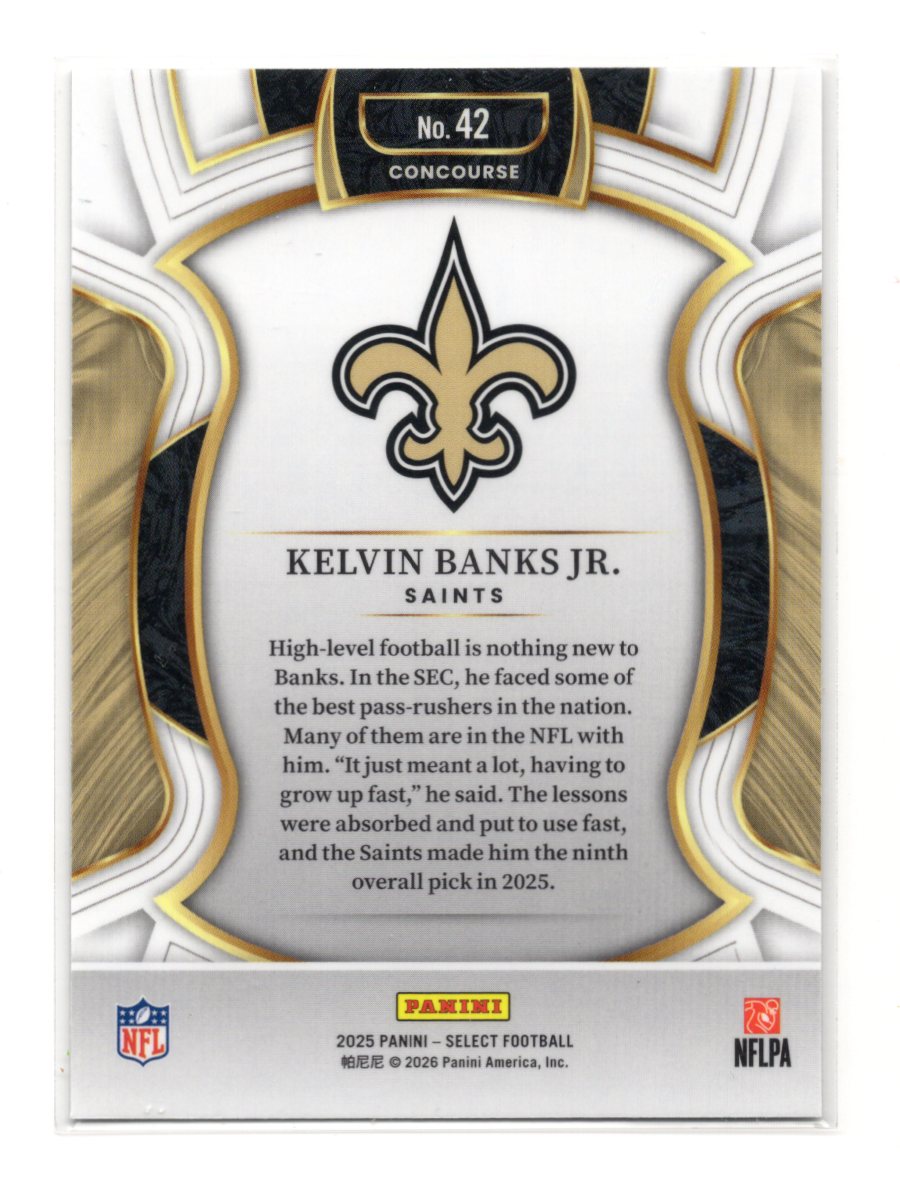 2025 Panini Select Kelvin Banks Jr. Card New Orleans Saints #42
