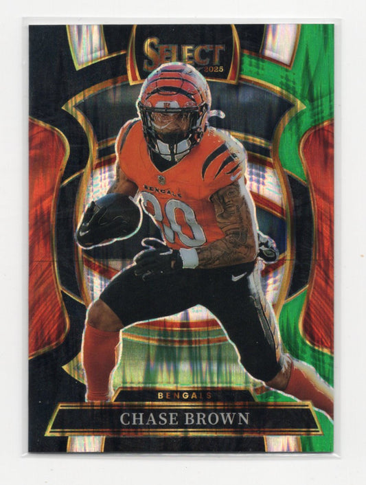 2025 Panini Select Chase Brown Card Black and Green Prizm Shock  Bengals #59