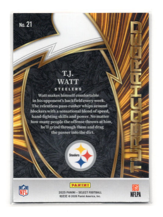 2025 Panini Select T.J. Watt Card Turbocharged Pittsburgh Steelers #21