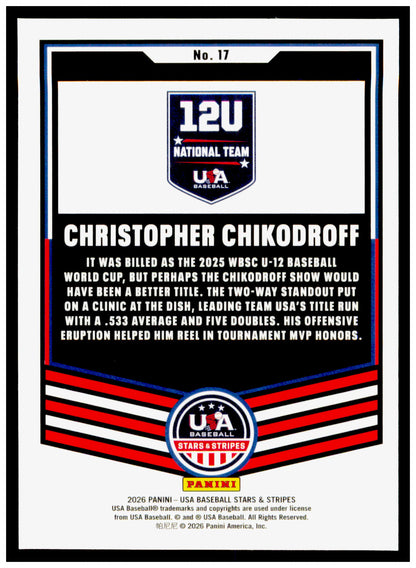2026 Panini Stars & Stripes Prizm USA Baseball Christopher Chikodroff Card USA