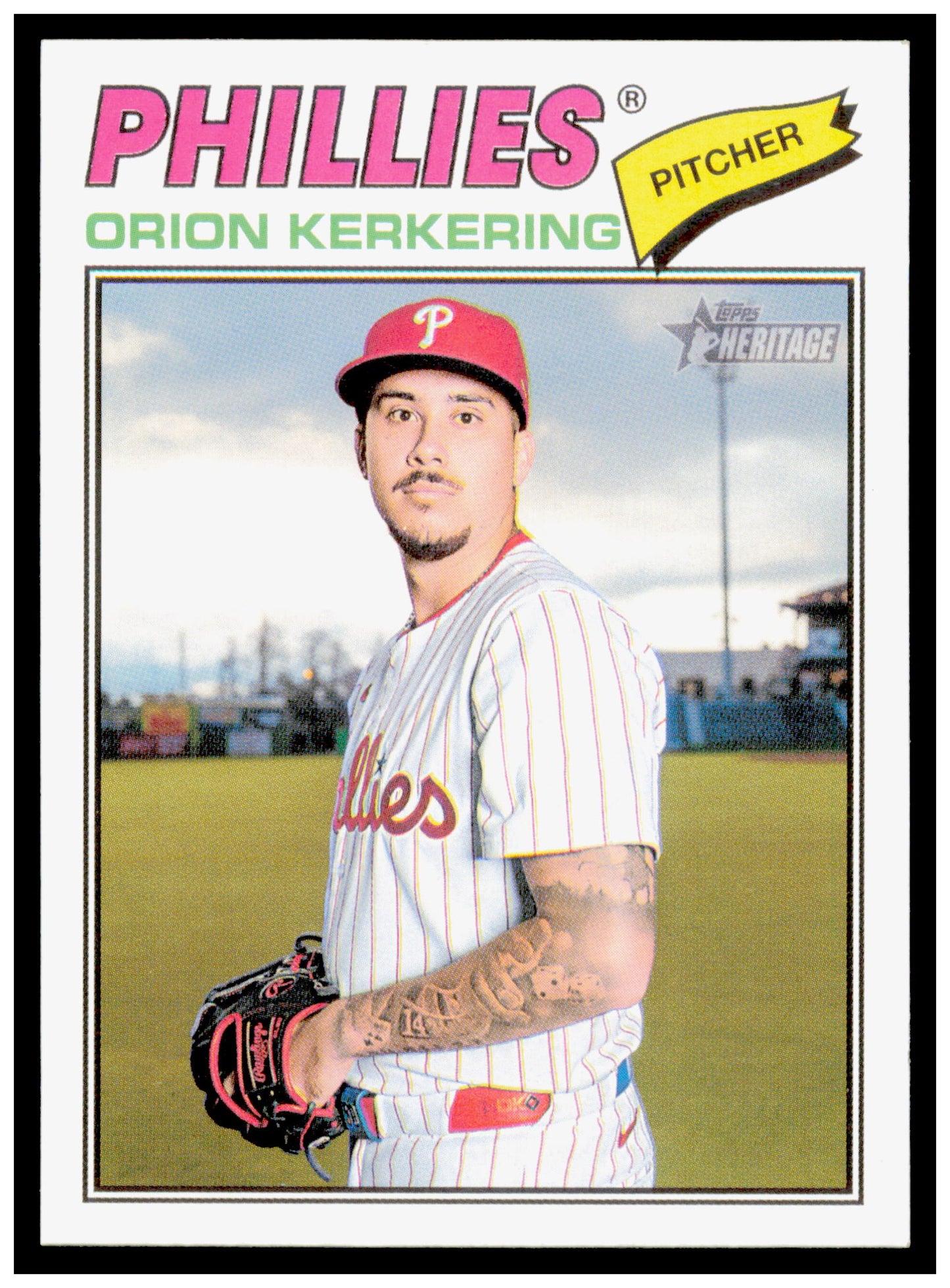 2026 Topps Heritage Orion Kerkering Card Dark Yellow Philadelphia Phillies #300