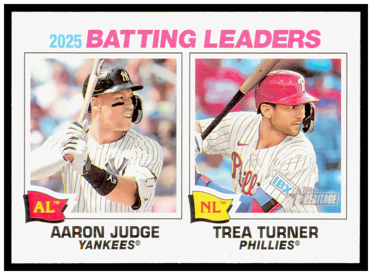 2026 Topps Heritage 2025 Batting Leaders (Aaron Judge / Trea Turner) Card USA #1