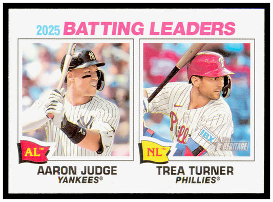 2026 Topps Heritage 2025 Batting Leaders (Aaron Judge / Trea Turner) Card USA #1