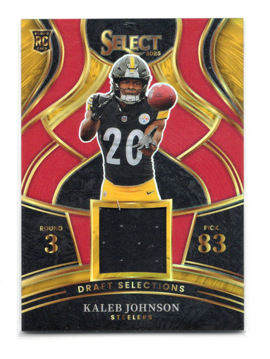 2025 Panini Select Kaleb Johnson Draft Selections Memorabilia Red Prizm Steelers