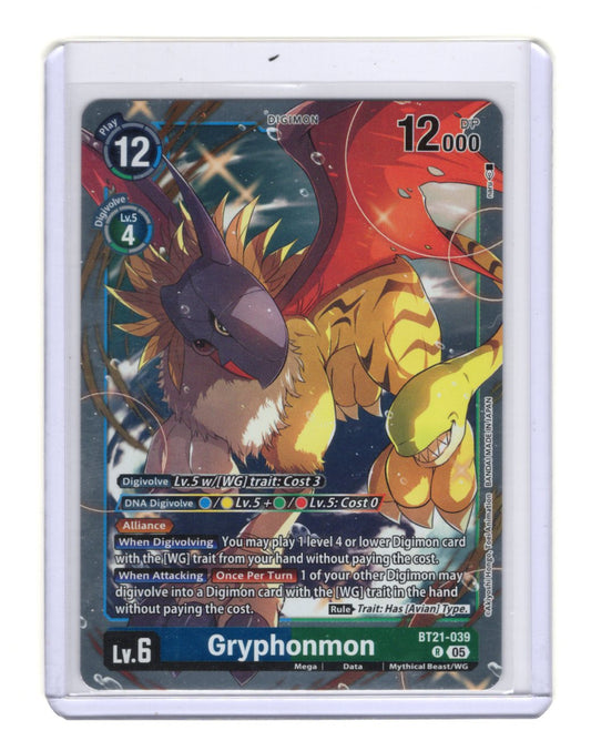 Gryphonmon BT21-039 R Rare Digimon TCG World Convergence Blue Green
