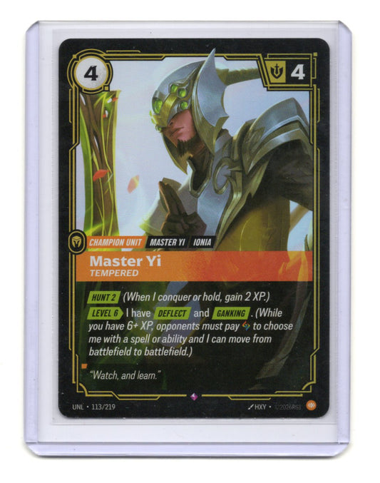 Master Yi Tempered 113/219 Rare Foil LoL Riftbound TCG Unleashed Ionia NM