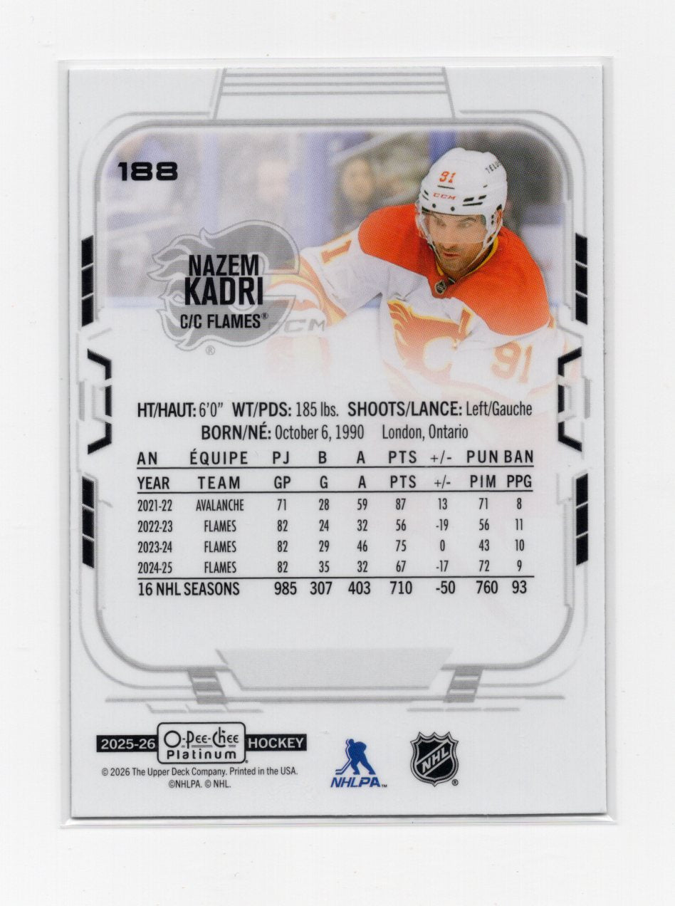 2025-26 O-Pee-Chee Platinum Nazem Kadri Card Calgary Flames #188