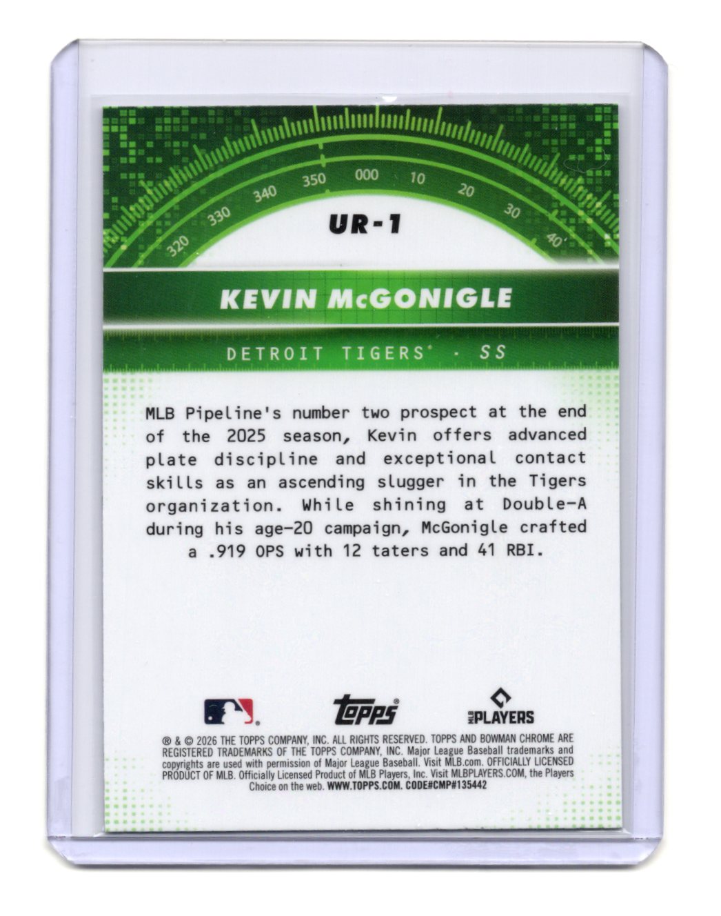 2026 Bowman Kevin McGonigle Card Under the Radar Detroit Tigers