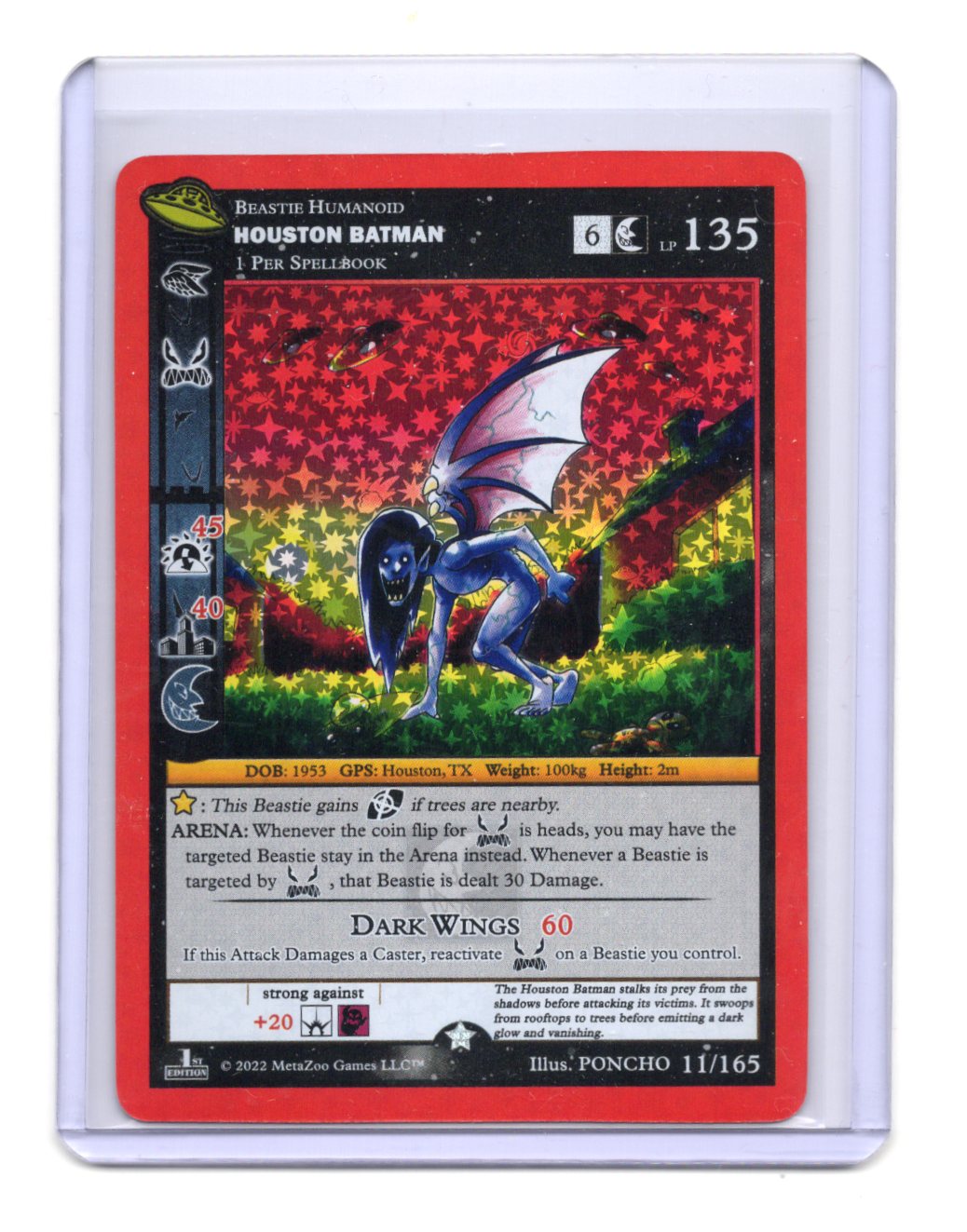 2022 MetaZoo UFO 1st Edition Houston Batman 11/165 Gold Rare Full Holo