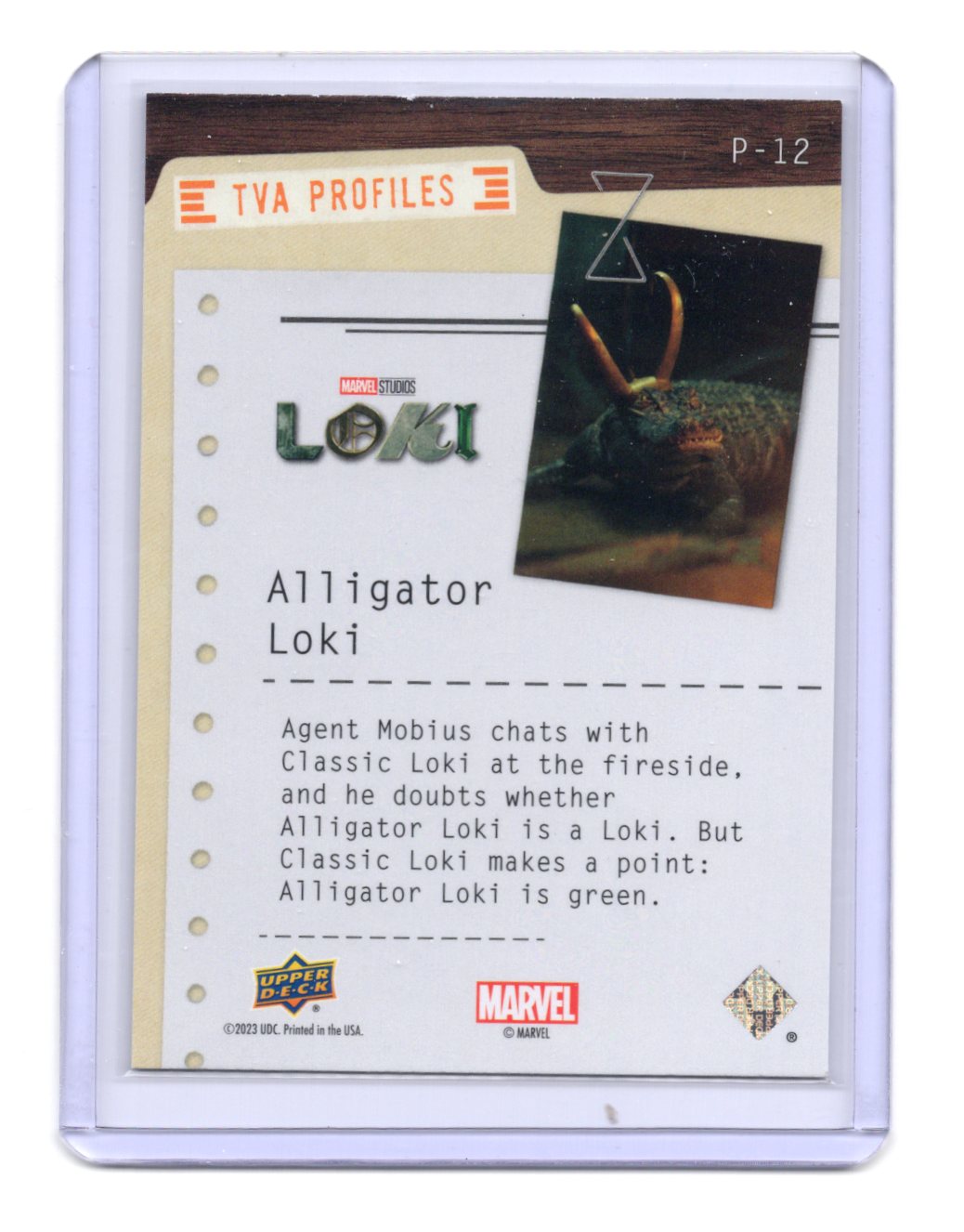 2023 Upper Deck Marvel Loki Season 1 Alligator Loki Card TVA Profiles #P-12