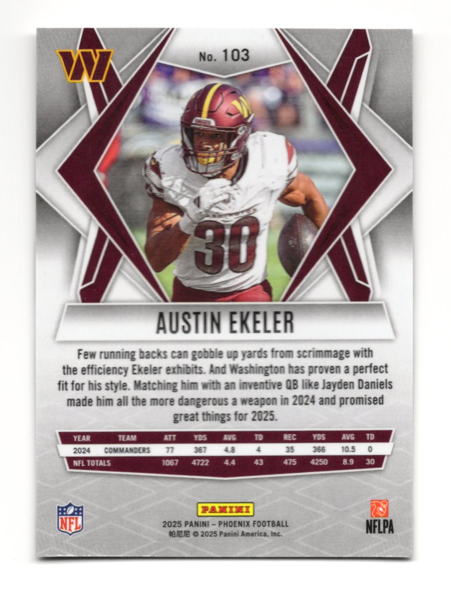 2025 Panini Phoenix Austin Ekeler Card Washington Commanders #103