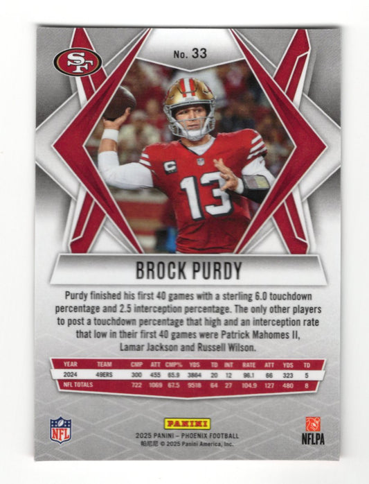 2025 Panini Phoenix Brock Purdy Card San Francisco 49ers #33