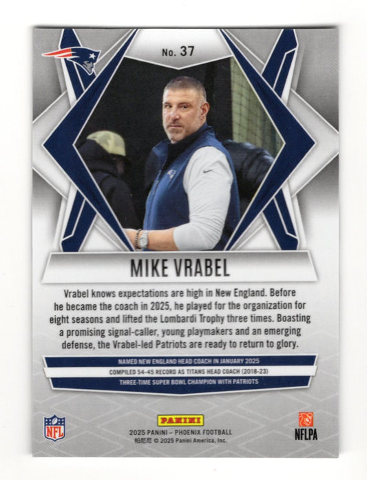 2025 Panini Phoenix Mike Vrabel Card Silver Prizm New England Patriots #37
