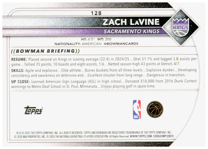 2025-26 Bowman Zach LAVine Card Sacramento Kings #128