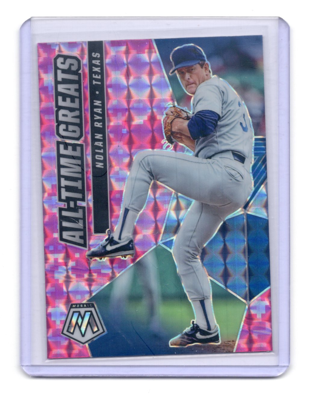 2021 Panini Mosaic Nolan Ryan Card All-Time Greats Pink Camo Texas Rangers #ATG9