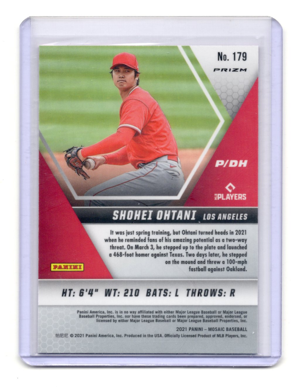 2021 Panini Mosaic Shohei Ohtani Card Pink Camo Los Angeles Angels #179