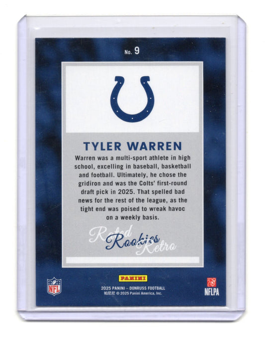 2025 Donruss Tyler Warren Card Rated Rookies Retro Indianapolis Colts #9