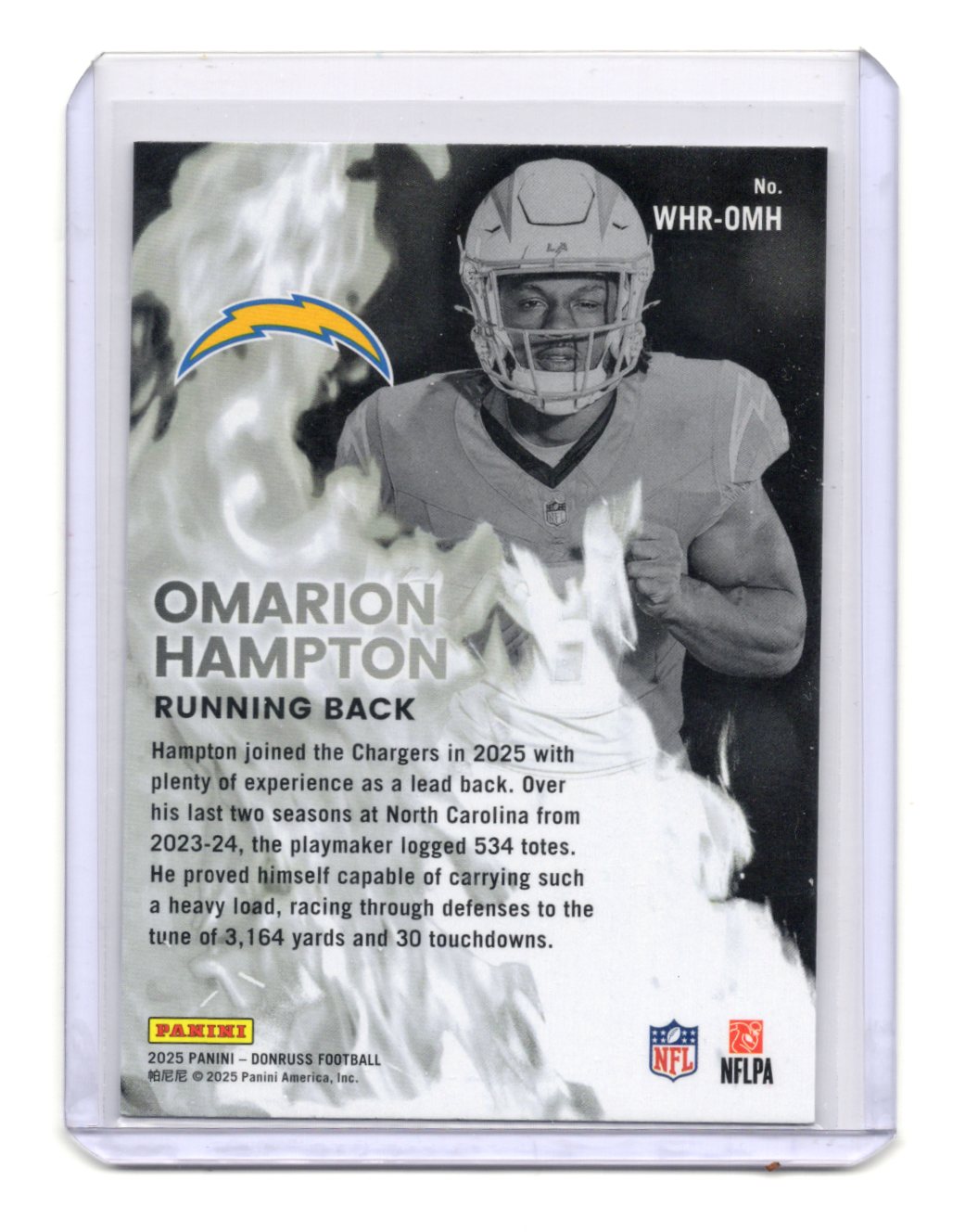 2025 Donruss Omarion Hampton Card White Hot Rookies Los Angeles Chargers