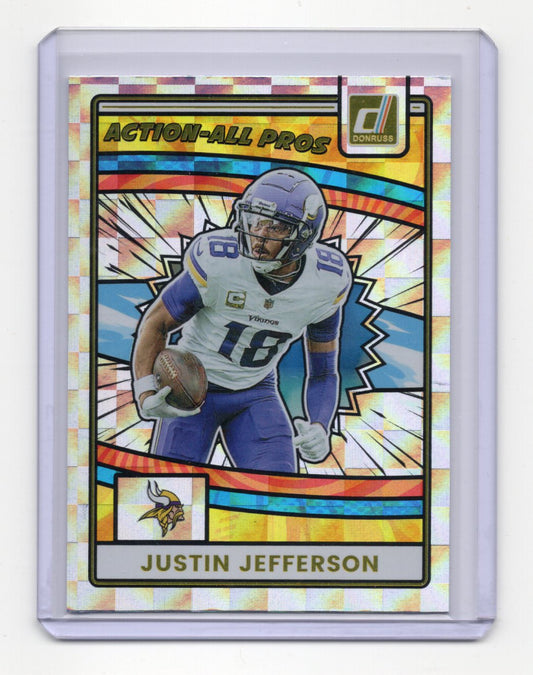 2025 Donruss Justin Jefferson Card Action-All Pros Minnesota Vikings #AAP-JJE