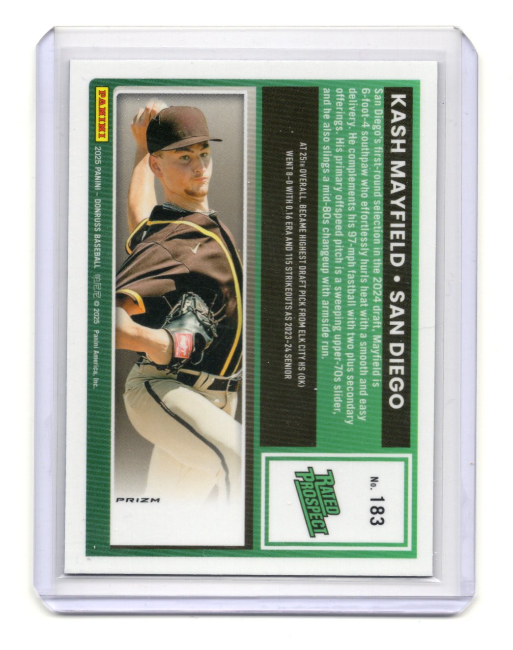 2025 Donruss Kash Mayfield Card Optic Blue Velocity San Diego Padres #183
